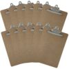 Letter Size Clipboards 9'' x 12.5'' Standard Clip Hardboard (Pack of 12) 22 A10Pt5Fs 4L