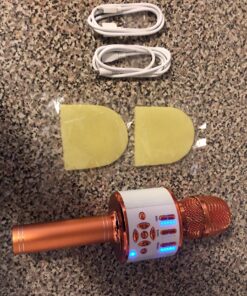 Ankuka Karaoke Microphone for Kids, Bluetooth Karaoke Microphone with LED Lights,Portable 4 in 1 Wireless Microphone Toys Christmas Birthday Gift Home Party Kids Toys for Girls Boys Adults(Rose Gold) Rose Gold 32 A12SrSE5bvL