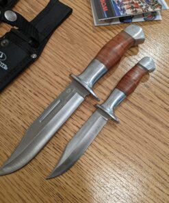 Mossy Oak Fixed Blade Bowie Knife, 2-piece Hunting Knife with Leather Handle Featuring Laser Pattern, Sheath Included 35 A13ZfliicWL