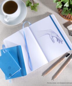 Pentalic 3 x 4" Pocket Sketchbook Traveler Journal, 160 Pages, Bright Blue 12 A14MHnMxH L