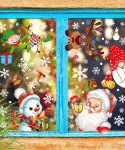 350PCS Christmas Decorations Snowflakes Window Clings Vintage Xmas Winter Decals Santa Clause Gnome Elf Snowman Reindeer Party Cling Decor 29 A16bcYKgmWL