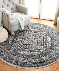 Alternative view of SAFAVIEH Adirondack Collection Area Rug - 8' Round, Silver & Black, Oriental Medallion Design, Non-Shedding & Easy Care, Ideal for High Traffic Areas in Living Room, Bedroom (ADR108A) Silver/Black