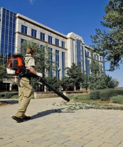 Husqvarna 350BT Gas Leaf Blower, 50.2-cc 2.1-HP 2-Cycle Backpack Leaf Blower with 692-CFM, 180-MPH, 21-N Powerful Clearing Performance and Ergonomic Harness System 23 A17Ala0mfSL