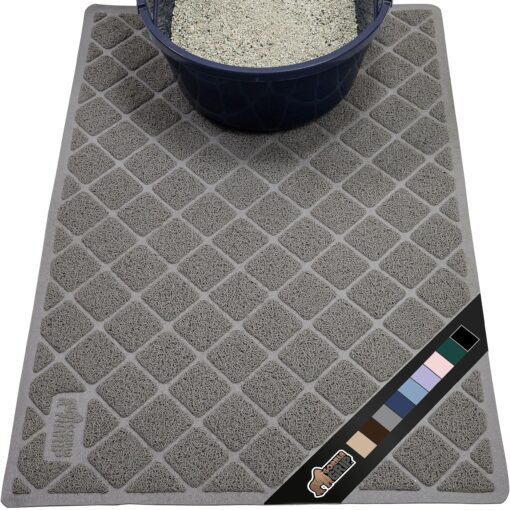 The Original Gorilla Grip 100% Waterproof Cat Litter Box Trapping Mat 35x23, Easy Clean, Textured Backing, Traps Mess for Cleaner Floors, Less Waste, Stays in Place for Cats, Soft on Paws, Gray Large (35" x 23")