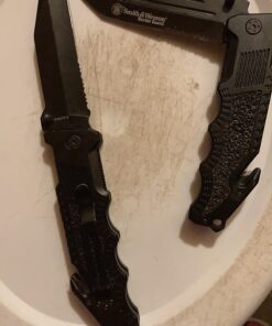 Smith & Wesson Border Guard 10in High Carbon S.S. Folding Knife with 4.4in Tanto Blade and Aluminum Handle for Tactical, Survival and EDC Partially Serrated Edge 31 A184g9C2tTL