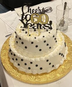 LVEUD Black Font Golden Numbers Cheers to 60 Years Happy Birthday Cake Topper -Wedding,Anniversary,Birthday Party Decorations (60th) 19 A18ggp4L9L