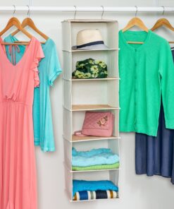 Alternative view of Honey-Can-Do SFT-01003 Hanging Closet Organizer, Bamboo/Canvas, 6-Shelf, 1.5 x 13 x 14.5 inches