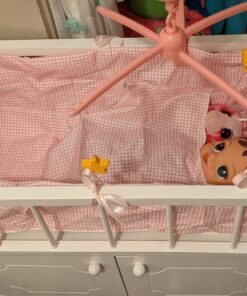 Badger Basket Toy Doll Bed with Storage Cabinet, Gingham Bedding, and Personalization Kit for 22 inch Dolls - White/Pink 45 A19U5CiBckL