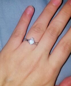 Oxford Diamond Co Sterling Silver Irish Claddagh Simulated Gemstone Promise Ring Available Lab Created White Opal 7 35 A19dlnM2qSL