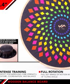 JFIT Balance Board, 15.4” – 360° Rotation, for Balance, Coordination, Posture - Large, Wooden Wobble Boards with 18° Tilting Angle for Workouts - Premium Core Trainer Equipment Kaleidoscope 11 A19jCx lUHL