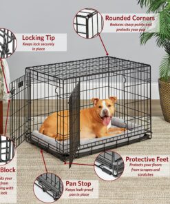 MidWest Homes for Pets Dog Crate Life Stages 36' Double Door Folding Metal Dog Crate | Divider Panel, Floor Protecting Feet, Leak-Proof Dog Pan | 35.63 in x 24.45 in x 21.93 in ,Intermediate Dog Breed 36.0"L x 23.0"W x 25.0"H Lifestages; Double Door 31 A1AIwUL KlL
