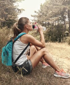 Savvy Infusion Flip Top Fruit Infuser Water Bottle - Unique Leak Proof Lid for Hikes, Outdoors - Dishwasher Safe Made with Tritan Shatter Proof Plastic - Great Gifts for Women - 24 Ounces Coral 12 A1AOLgZ OYL