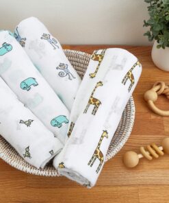 aden + anais Swaddle Blanket, Boutique Muslin Blankets for Girls & Boys, Baby Receiving Swaddles, Ideal Newborn & Infant Swaddling Set, Perfect Shower Gifts, 4 Pack, Jungle Jam 28 A1B0A8mSSL