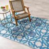 Fab Habitat Outdoor Rug - Waterproof, Fade Resistant, Reversible - Premium Recycled Plastic - Spanish Tile Farmhouse - Patio, Porch, Deck, Balcony - Seville - Multicolor Blue - 5 x 8 ft 5 x 8 Feet 37 A1CF9nxr2L