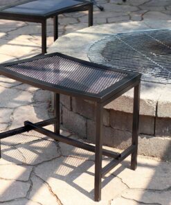 Sunnydaze Outdoor Curved Powder-Coated Black Metal Mesh Fire Pit Bench - Backless - Set of 2 16 A1DIXVsAauL