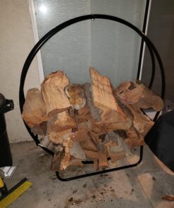 Sunnydaze Outdoor Firewood Log Hoop and Cover Set - Powder-Coated Steel Rack and PVC Cover - Black - 40-Inch 40 in 36 A1DZpX3HqKL