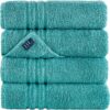 Hawmam Linen Teal Turquoise Bath Towels 4-Pack - 27x54 Soft and Absorbent, Premium Quality Perfect for Daily Use 100% Cotton Towel 600 GSM 27 in X 54 in Towel Green Water