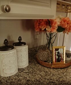 American Atelier Ceramic Canister Set 2-Piece Jars Chic Design w/Airtight Stainless Steel Lids for Cookies, Candy, Coffee, Flour, Sugar, Rice, Pasta, Cereal & More - Large, white, 2 large 11 A1EBPHOuaqL