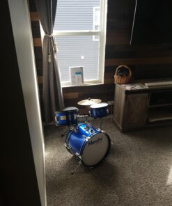 Mendini By Cecilio Drum Set – 3-Piece Kids Drum Set (16"), Includes Bass Drum, Tom, Snare, Drum Throne - Musical Instruments for Age 6-12, Metallic Blue Drum Kit Blue Metallic 16-inch 31 A1EFvWX2CL