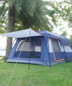 KTT Extra Large Tent 10-12 Person(B),Family Cabin Tents,2 Rooms,Straight Wall,3 Doors and 3 Windows with Mesh,Waterproof,Double Layer,Big Tent for Outdoor,Picnic,Camping,Family Gathering Dark Blue 8 A1Ed9UZHUBL
