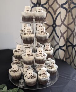 YestBuy 4 Tier Round Acrylic Cupcake Stand with Base, Premium Cupcake Holder, Acrylic Cupcake Tower Display Cady Bar Party Décor – Display for Pastry (4" Between 2 Layers with Base) 4 Tier Round with BASE ( 4" between 2 layers) 31 A1EvMyBFaML