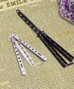 Moon Boat 2PCS Butterfly Knife Trainning Practice Comb Unsharpened Blade Black Silver 31 A1FVPdDt6fL