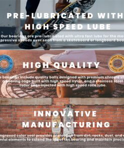 Yellow Jacket Premium Skateboard Bearings, Pro Longboard Bearings, 608, ABEC 9, Black Mamba (Pack of 8) Stripes - ABEC 9 1 8 A1FidMjFwML 1