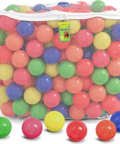 Click N' Play Plastic Balls for Ball Pit, Phthalate & BPA Free, Crush Proof Play Balls for Ball Pit, Pit Balls in Assorted Colors in Reusable and Durable Storage Mesh Bag with Zipper | 200, 1000 count Bright 400 Count