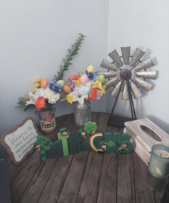 Happy St. Patrick's Wooden Screen Sign - hinged, Wood and Hand Painted - Shamrocks, Leprechauns, and Rainbows - St. Patrick's Day Tabletop Home Decor 17 A1Fu8rzVYiL