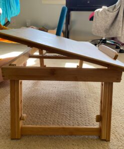 SONGMICS Laptop Desk, Folding Lap Tray, Bamboo Bed Desk with Tilting Top, Small Drawer, for Home Office, Bedroom, Natural ULLD01N 94 A1FywqaZRFL