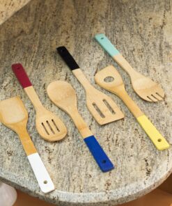 Home Basics Bamboo Cooking Utensils Set with Color Handles, 6-Piece, 2.5" x 12" x .25" 13 A1GfmRZAvTL