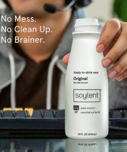Soylent Original Meal Replacement Shake, Ready-to-Drink Plant Based Protein Drink, Contains 20g Complete Vegan Protein and 1g Sugar, 14oz, 12 Pack 14 Fl Oz (Pack of 12) 27 A1HB4YhNqCL