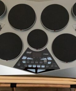 Pyle Pro Electronic Drum kit - Portable Electric Tabletop Drum Set Machine with Digital Panel, 7 Drum Pad, Hi-Hat / Kick Bass Pedal Controller USB AUX -Tom Toms, Hi-Hat, Snare Drums, Cymbals - PTED06 33 A1HjpHF2wbL