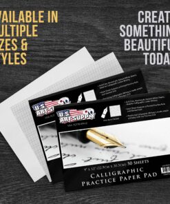 U.S. Art Supply (Pack of 2 Pads) - 9" x 12" Premium Calligraphic Practice Paper Pad, 19 Pound Bond (70gsm), Pad of 50-Sheets, Calligraphy Paper with Printed Practice Rule and Slanted Grid 25 A1IAMomJSPL