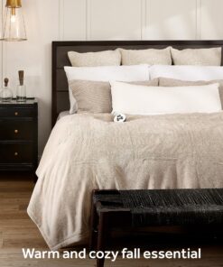 Sunbeam Royal Luxe Microplush Heated Electric Blanket Full Size, 84" x 72", 12 Heat Settings, 12-Hour Selectable Auto Shut-Off, Fast Heating, Machine Washable, Warm and Cozy, Mushroom 20 A1IR6JnBNvL