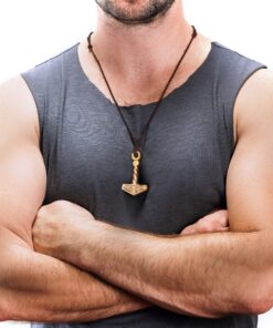 Norse Tradesman Thor's Hammer Necklace - Solid Brass Mjolnir Pendant with Adjustable Genuine Leather Cord 21 A1IfCYDCvNL