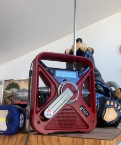 Eton - American Red Cross FRX3+ Emergency NOAA Weather Radio, Red, Digital Display, Hand Turbine, Solar Power, Red LED Flashing Beacon, 7 NOAA/Environment Canada Weather Bands, Phone Charger FRX3+ 33 A1Ipdwpj cL