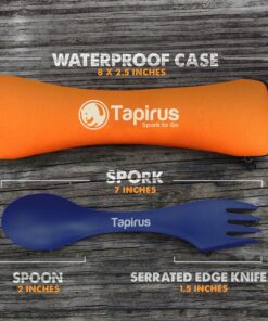 Tapirus 4 Blue Spork to Go Set - Durable and BPA Free Sporks - Spoon, Fork and Knife Combo Utensils Flatware - Mess Kit for Camping, Hunting and Outdoor Activities - Comes in a Carrying Case (Blue) 21 A1JJjsi5bBL