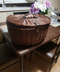 Unique Willow Picnic Basket for 2 Persons, Natural Wicker Picnic Hamper with Service Set and Insulated Cooler Bag - Best Gifts for Father Mother Shabby Chic 22 A1JztCnQ L