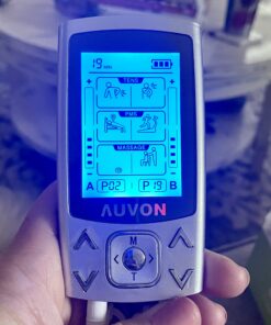 AUVON Dual Channel TENS EMS Unit 24 Modes Muscle Stimulator for Pain Relief, Rechargeable TENS Machine Massager with 12 Pads, ABS Pads Holder, USB Cable and Dust-Proof Storage Bag A Sliver 29 A1KW 1z8d8L