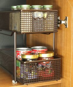 Alternative view of DecoBros Two Tier Mesh Sliding Cabinet Basket Organizer Drawer, Bronze
