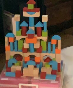 Imagination Generation 100 Piece Natural Wooden Building Block Set with Carrying Bag – Children's Deluxe Stacking Toy Set 27 A1LJHhRdmL
