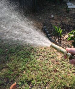Hose Nozzle High Pressure for Car or Garden - Made in USA - Solid Brass - 2 Nozzle Set - Adjustable Water Sprayer from Spray to Jet - Heavy Duty - Fits Standard Hoses - with Gardening Secret E-Book 11 A1LJryndFL