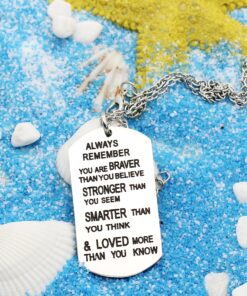 lauhonmin Always Remember You Are Braver/Stronger/Smarter Than You Think Pendant Necklace Family Friend Gift Unisex Made of Stainless steel 20 A1LomMSX4WL