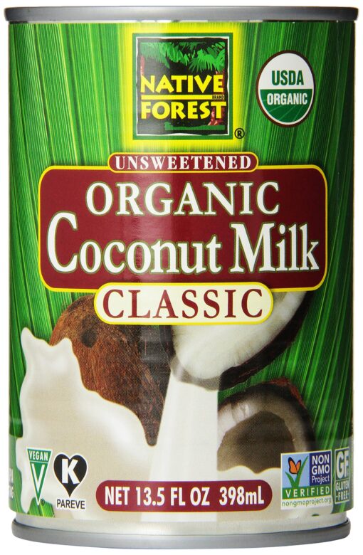 Native Forest Organic Unsweetened Coconut Milk – Canned Coconut Milk, Dairy Replacement, Non-GMO Project Verified, USDA Organic – Classic, 13.5 Fl Oz (Pack of 12)