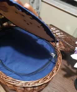 Unique Willow Picnic Basket for 2 Persons, Natural Wicker Picnic Hamper with Service Set and Insulated Cooler Bag - Best Gifts for Father Mother Shabby Chic 23 A1MzZ7pmJnL