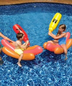 Swimline Hotdog Battle Pool Float , Brown Hotdog Battle Inflatable Joust Set 9 A1NC3tWqNoL
