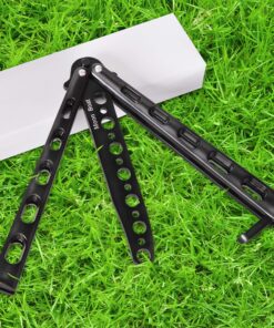 Moon Boat 2PCS Butterfly Knife Trainning Practice Comb Unsharpened Blade Black Silver 30 A1NzCJrFNvL