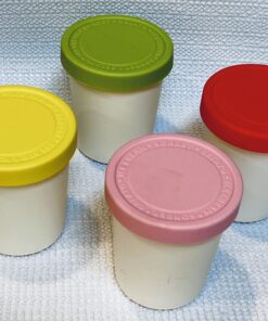 Tovolo Sweet Treat, 6 oz. Mini Tubs Set of 4, Tight-Fitting Silicone Lid, Easy Stacking Reusable Ice Cream Container, 6-Ounces, Assorted MINI Sweet Treat Tubs Set of 4 32 A1O9l4LczKL