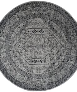 SAFAVIEH Adirondack Collection Area Rug - 8' Round, Silver & Black, Oriental Medallion Design, Non-Shedding & Easy Care, Ideal for High Traffic Areas in Living Room, Bedroom (ADR108A) Silver/Black 11 A1OIuaqfh8S
